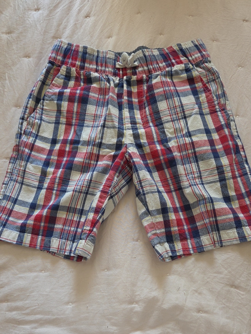 Nautica Red Blue & White Plaid Elastic-Waist Shorts